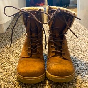 Target brown fur combat boots